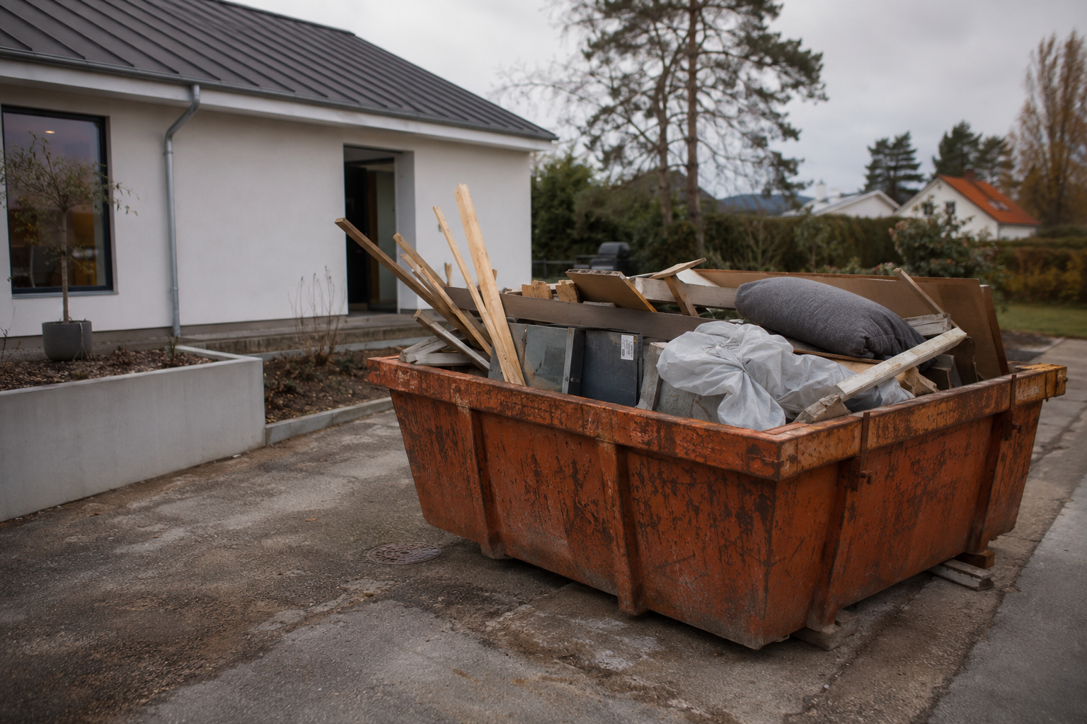 Åben container til haveaffald ved oprydning