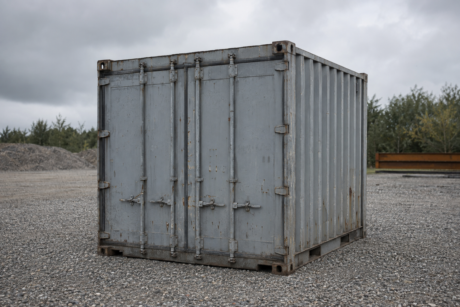 10 fods container på grusplads