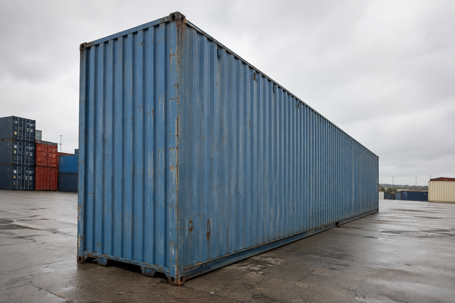 Vejrbidt blå 40 fods High Cube container